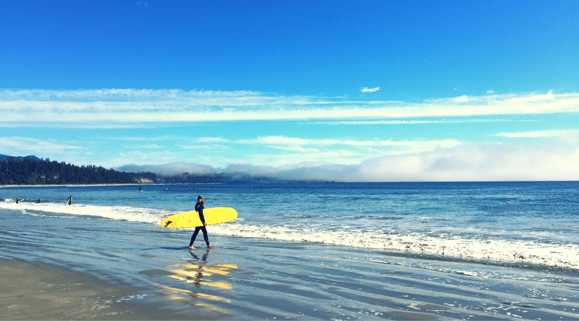 Surfer Glück auf Vancouver Island in Tofino 